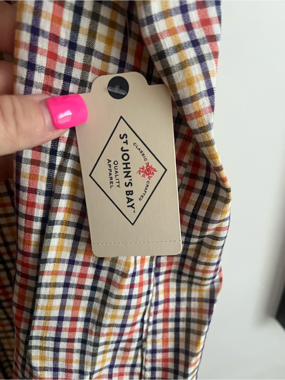 St John’s Bay Women's Multicolor Plaid Short Sleeve Blouse Xl - Picture 4 of 9